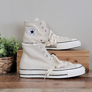 NEW CTAS 10 W Chuck 70 Retro Hi Top Leather Egret Black Sneakers Shoes Converse